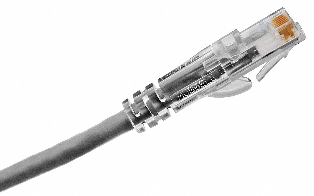 Patch Cord, Cat 6A, Clear Boot, Gray, 3 ft.