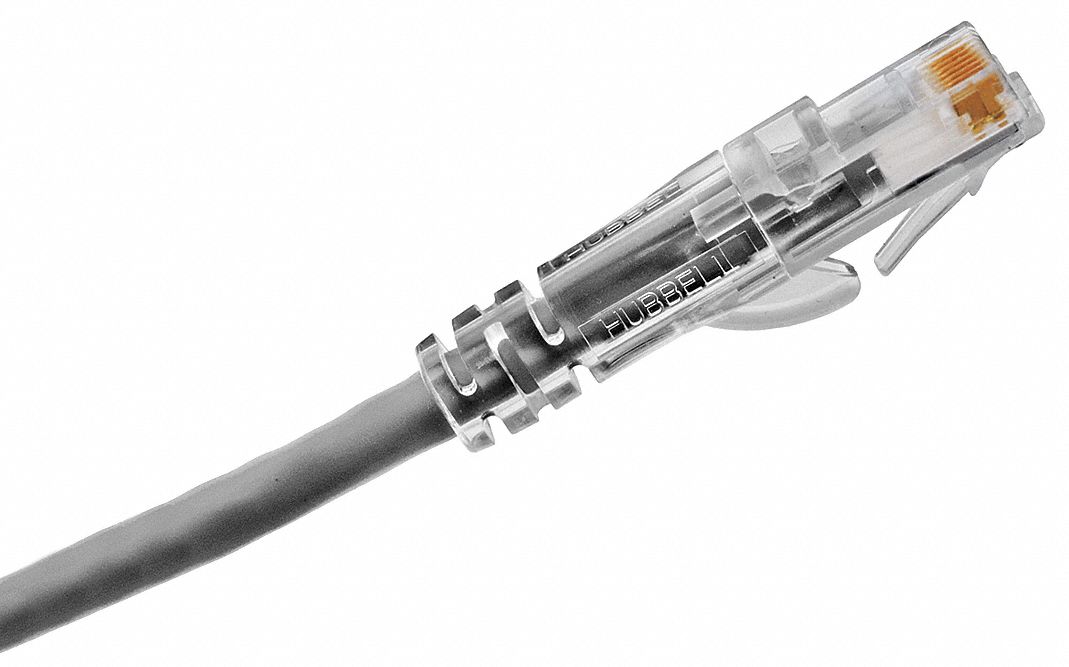 Patch Cord, Cat 6A, Clear Boot, Gray, 7 ft.