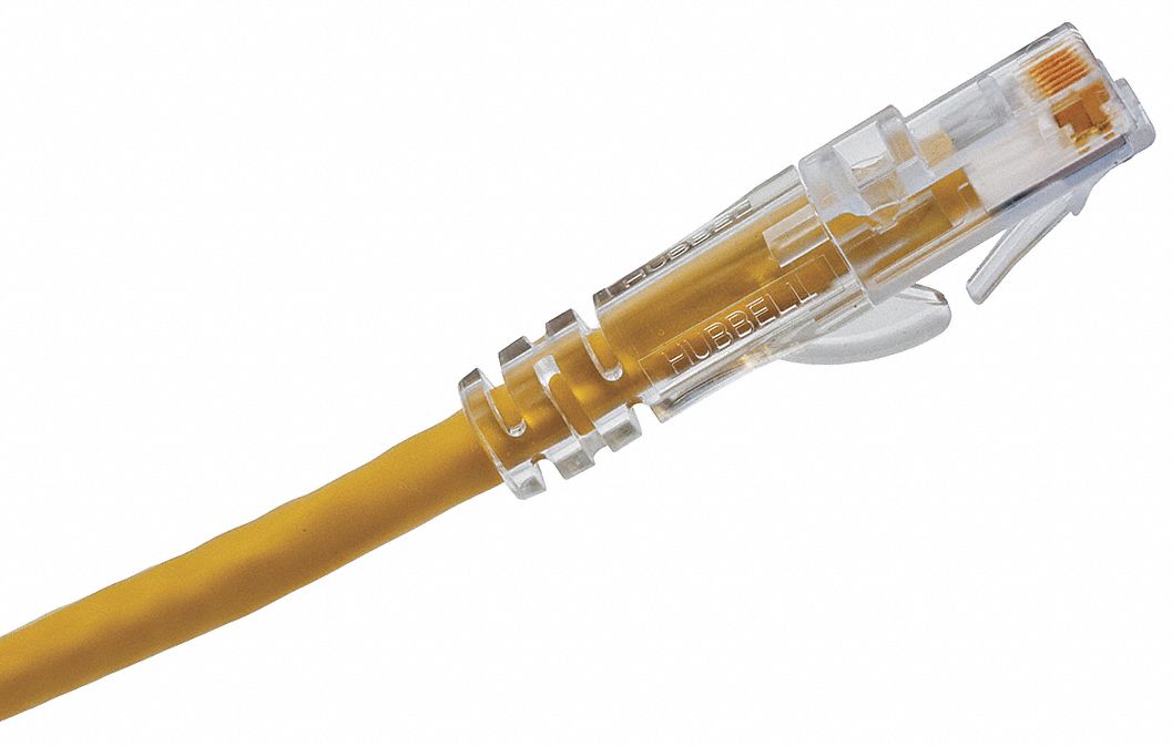 Patch Cord, Cat 6A, Clear Boot, Yellow, 3ft.