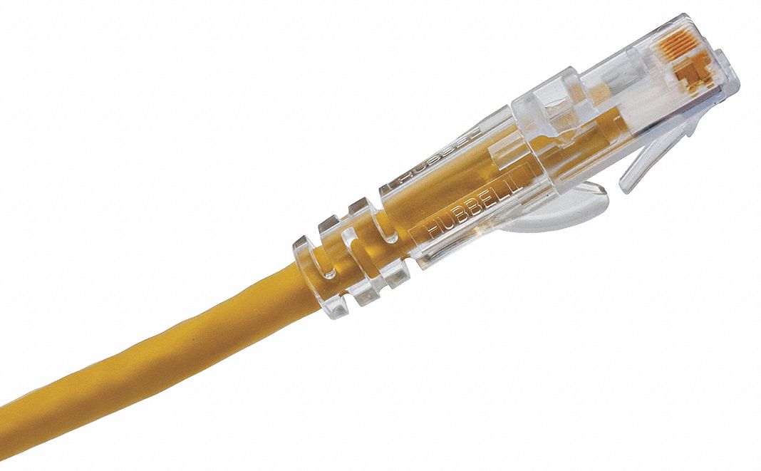 Patch Cord, Cat 6A, Clear Boot, Yellow, 5ft.