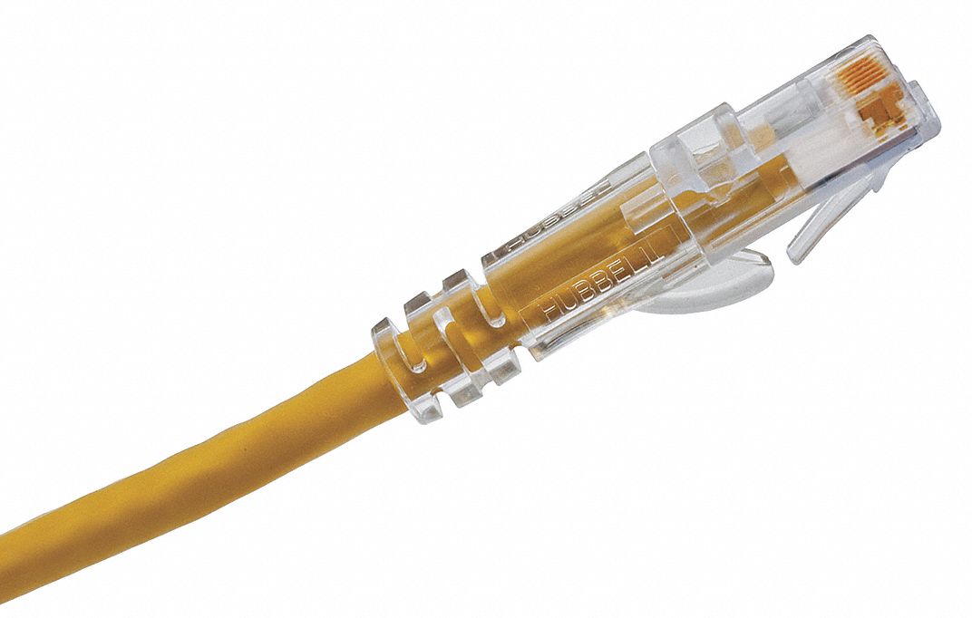 Patch Cord, Cat 6A, Clear Boot, Yellow, 7ft.