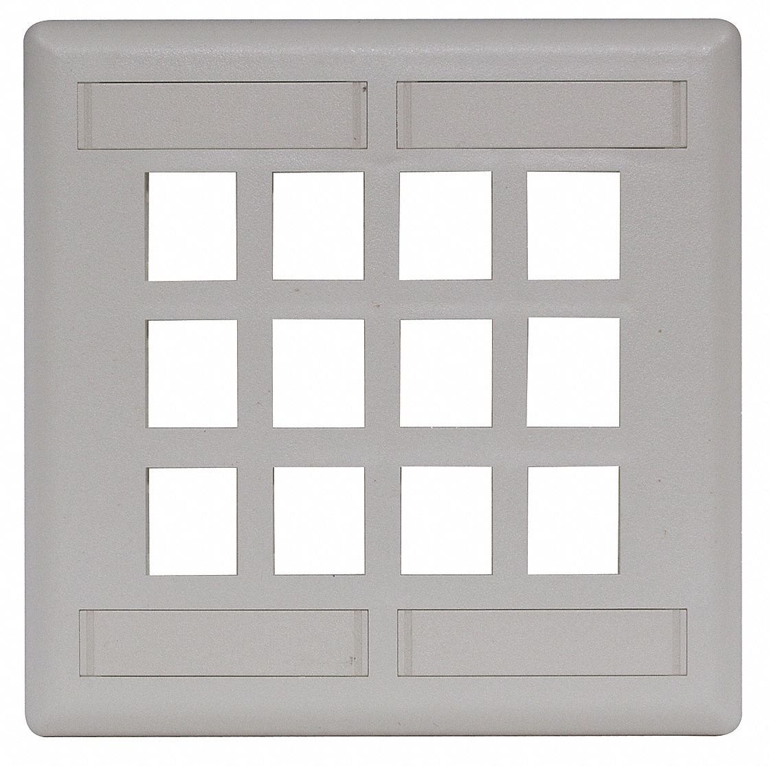 WALL PLATE, OFFICE WHITE, 1 GANG, VERTICAL, 12 PORTS, PLASTIC