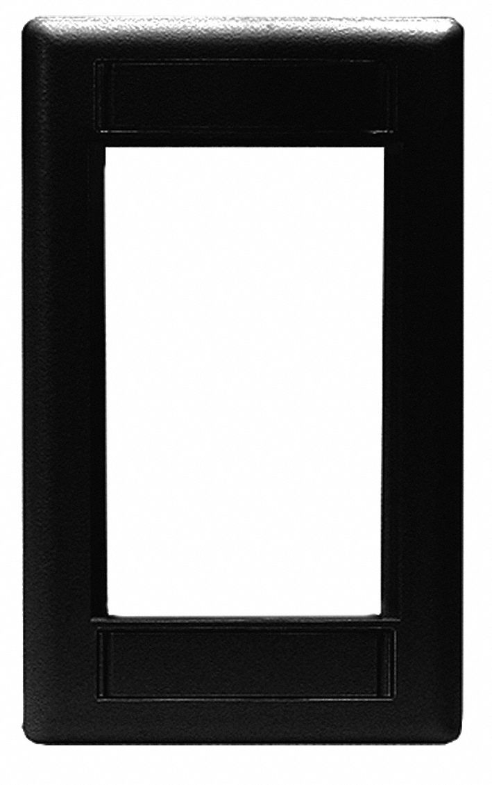 Wall Plate: 1 Gang, Flat Module, Black, Plastic
