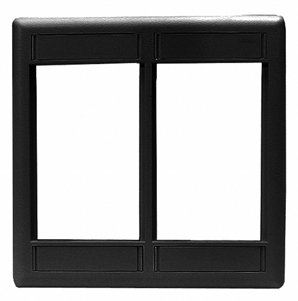 Wall Plate: 2 Gang, Flat Module, Black, Plastic