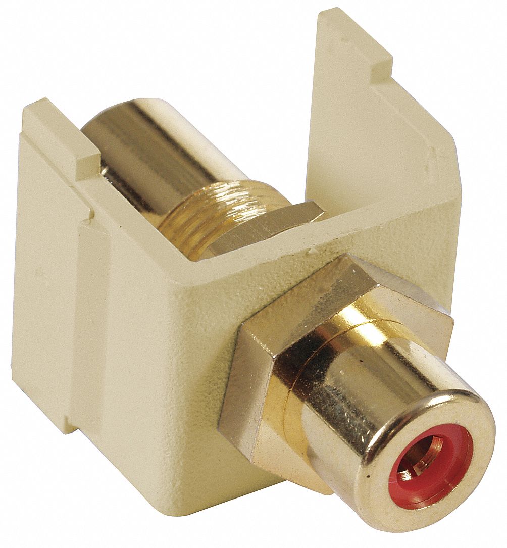 HUBBELL PREMISE WIRING Keystone Jack, Electric Ivory, Plastic, Series: iSTATION, Cable Type: RCA (Red)   22LV89|SFRCRFFEI   