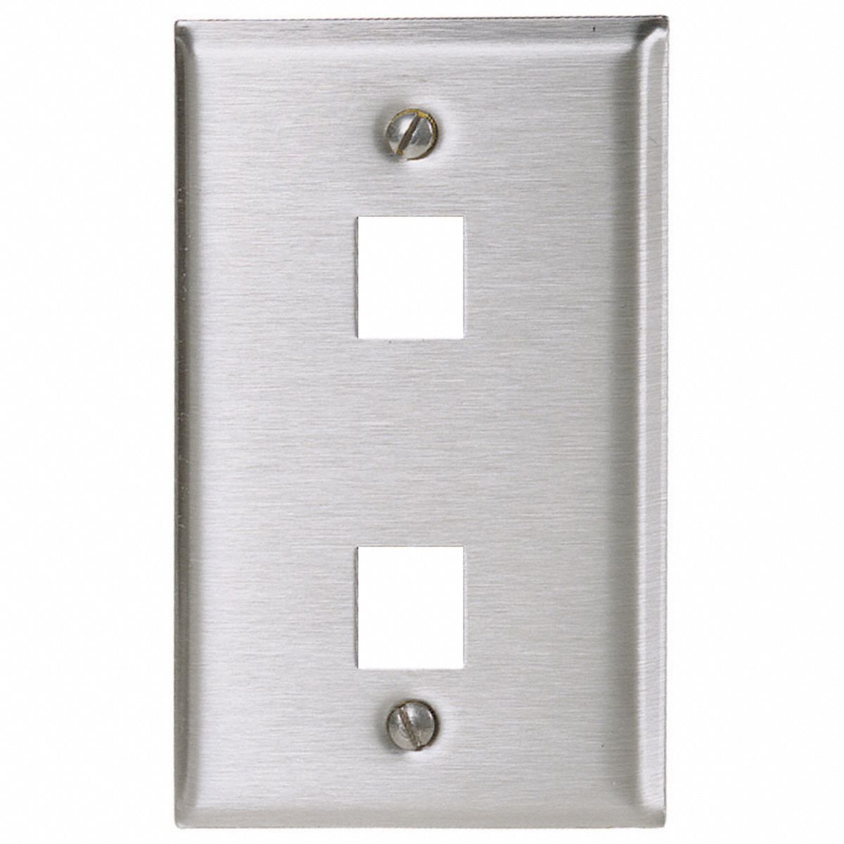 WALL PLATE, AUDIO/VIDEO, GREY, 1 GANG, VERTICAL, 2 PORTS