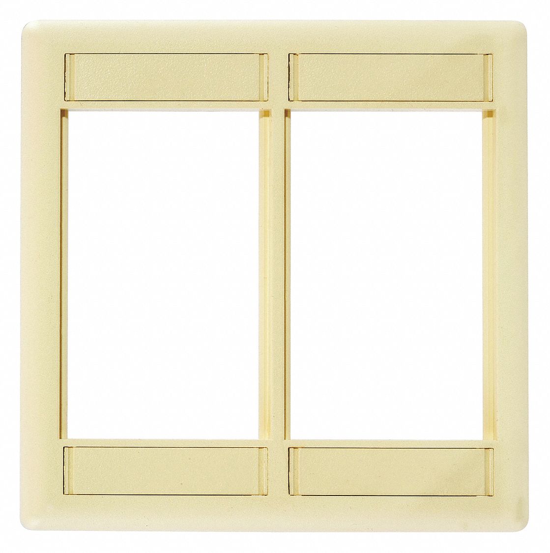 Wall Plate: 2 Gang, Flat Module, Ivory, Plastic