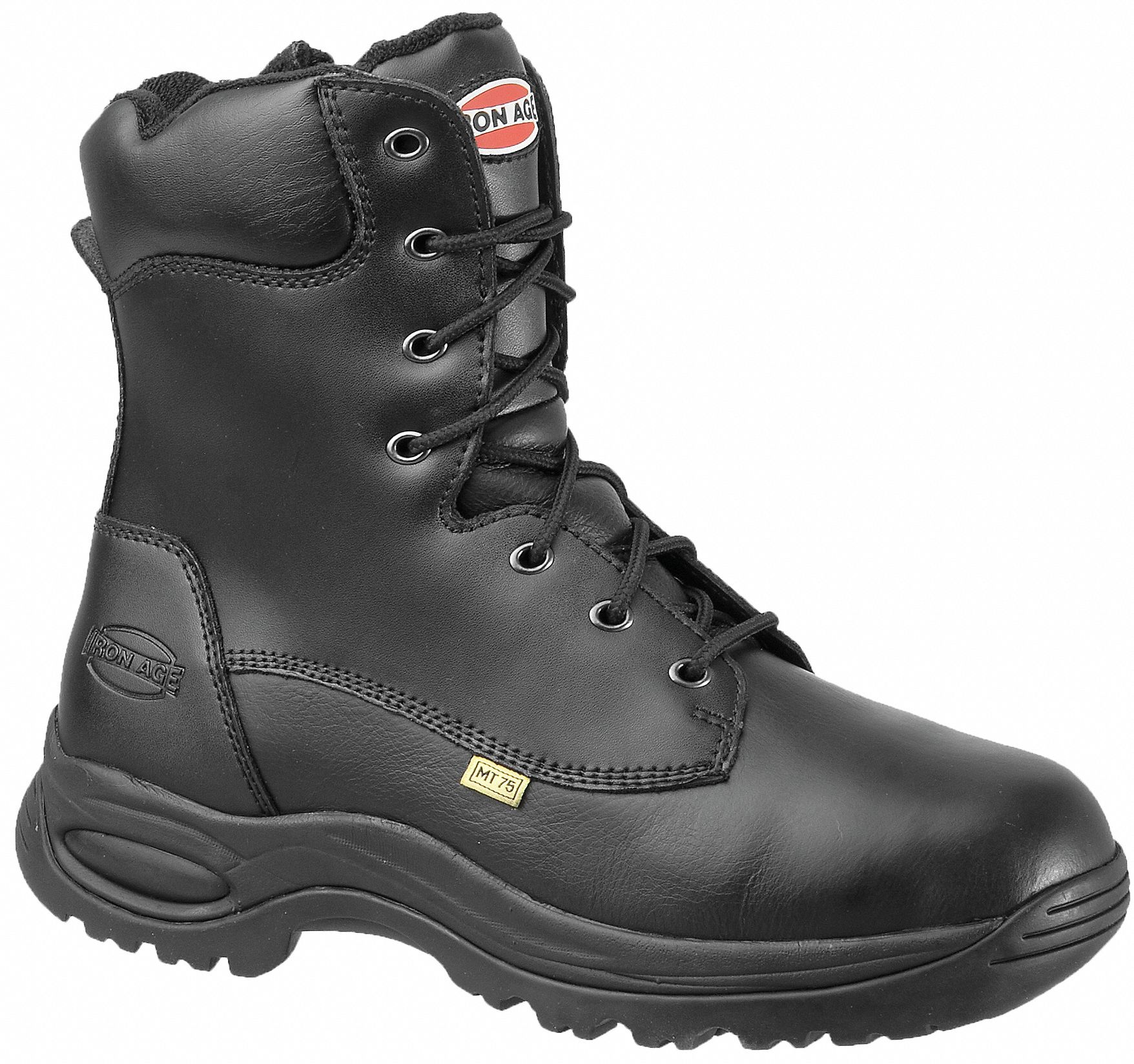 IRON AGE 8 in Work Boot, 8-1/2, W, Men's, Black, Steel Toe Type, 1 PR ...