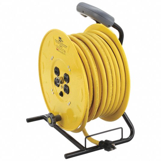 CORD STORAGE REEL, 100 FT OF 12/3 CORD/125 FT OF 14/3 CORD/200 FT OF 16/3  CORD, YELLOW