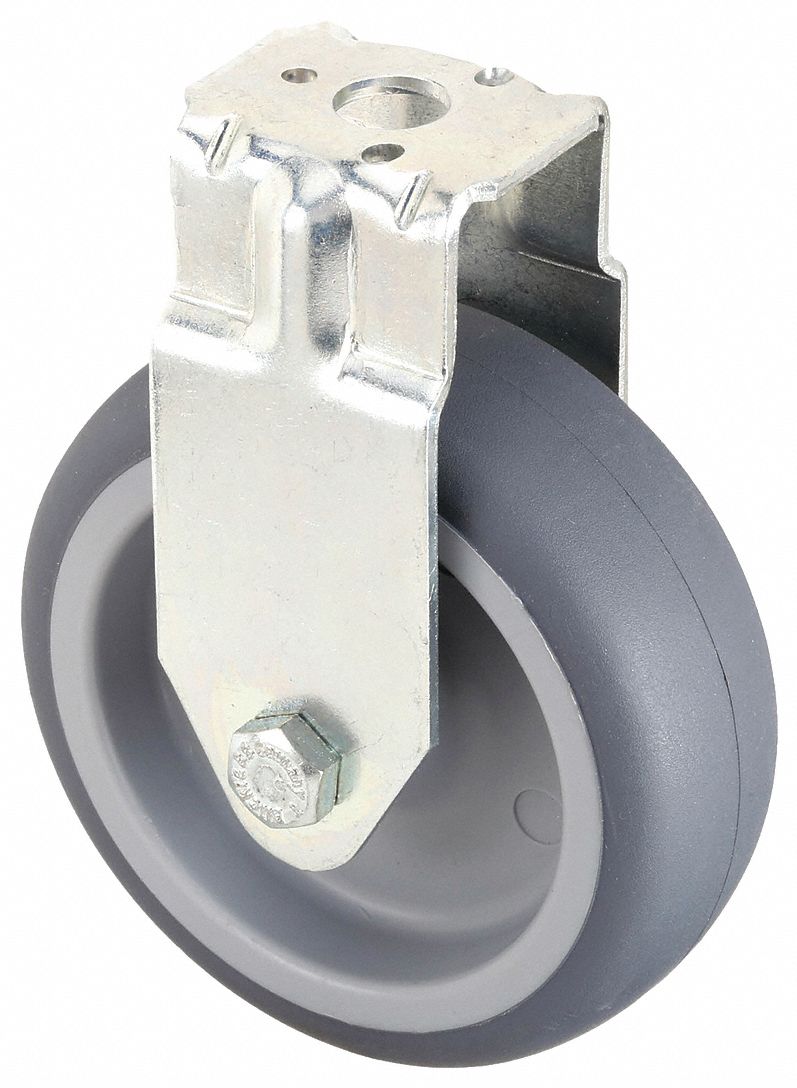 Bolt-Hole Caster, 3"dia, Rigid, Rubber