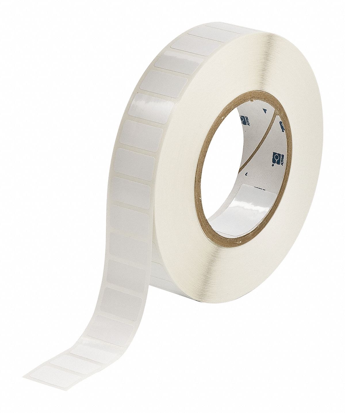 Pre-Cut Label Stock Roll: 1/2 in x 1 in, Acrylic, Aggressive Adhesive/Permanent Adhesive
