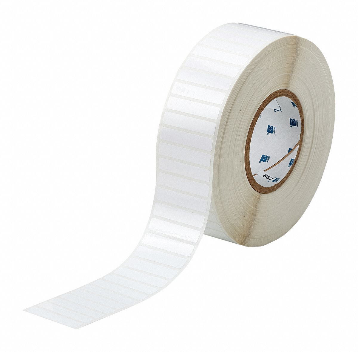 Pre-Cut Label Stock Roll: 7/16 in x 2 in, Acrylic, Aggressive Adhesive/Permanent Adhesive
