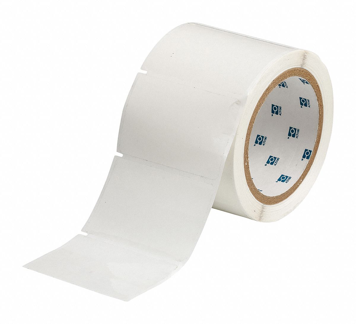 Pre-Cut Label Stock Roll: 2 in Label Ht, 3 in Label Wd, 2 in Roll Lg, Autoclavable Polyester, Clear