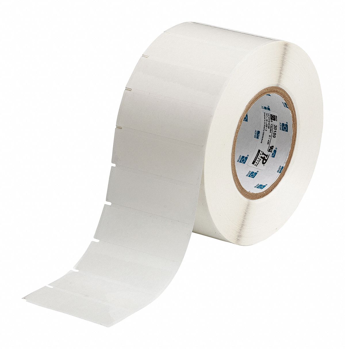 Pre-Cut Label Stock Roll: 1 in Label Ht, 3 in Label Wd, 1 in Roll Lg, Autoclavable Polyester, Clear