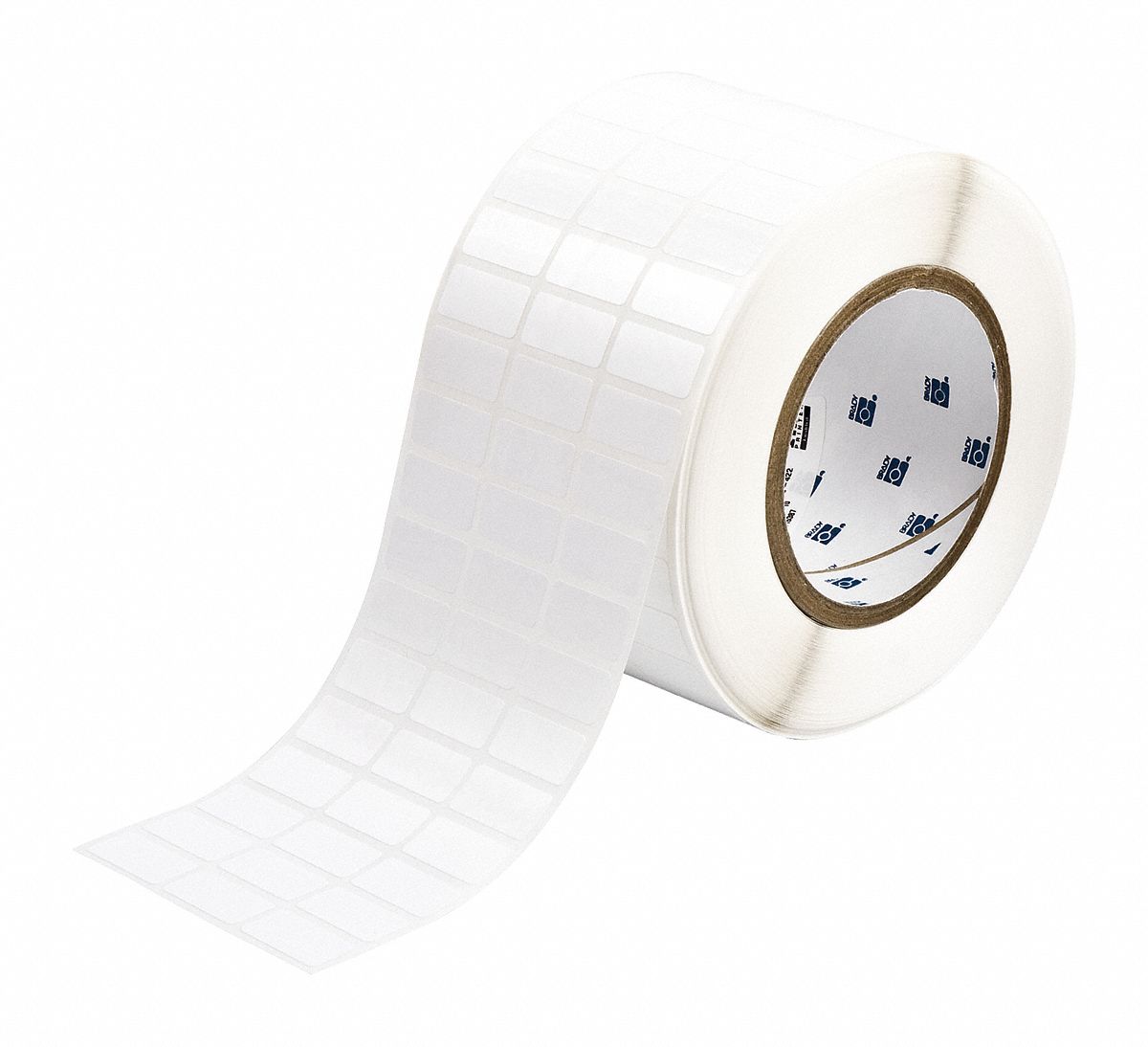 Pre-Cut Label Stock Roll: 1/2 in x 1 in, Rubber, Aggressive Adhesive/Permanent Adhesive