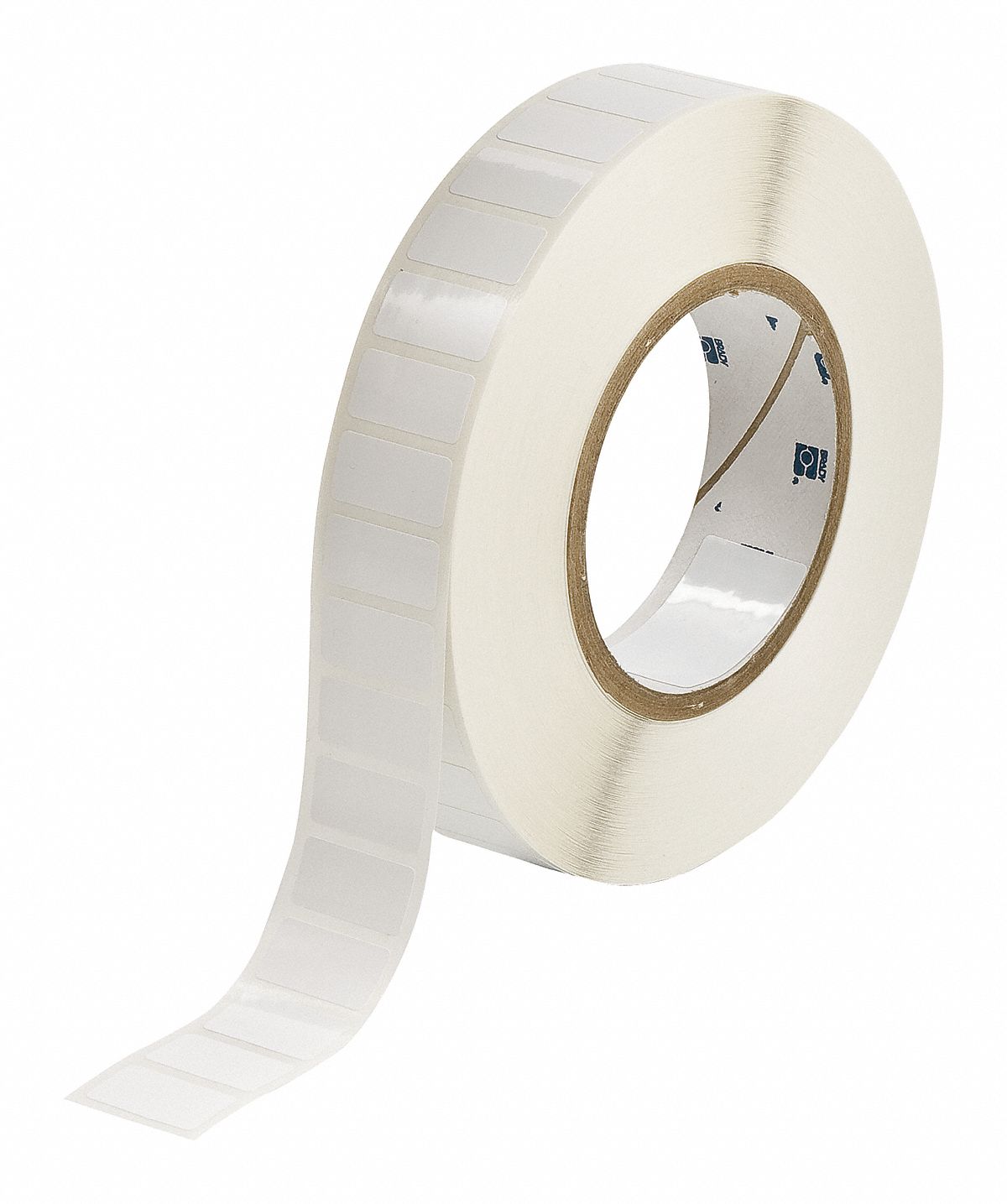 Pre-Cut Label Stock Roll: 1/2 in x 1 in, Rubber, Aggressive Adhesive/Permanent Adhesive