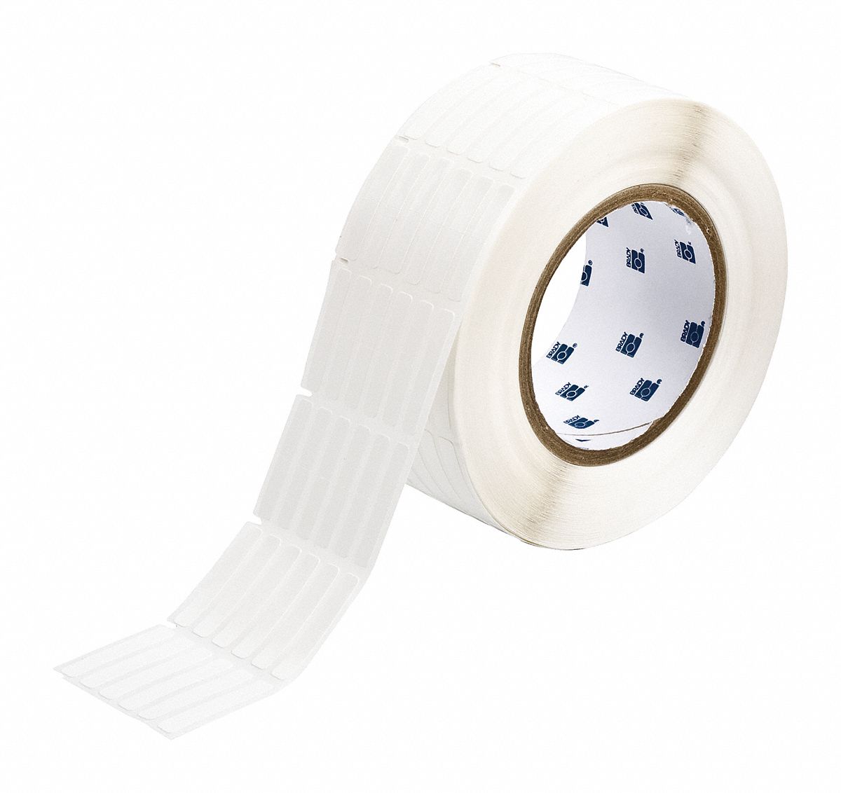 Pre-Cut Label Stock Roll: 1 7/16 in x 1/4 in, Rubber, Removable Adhesive, 5, 000 Labels, Removable