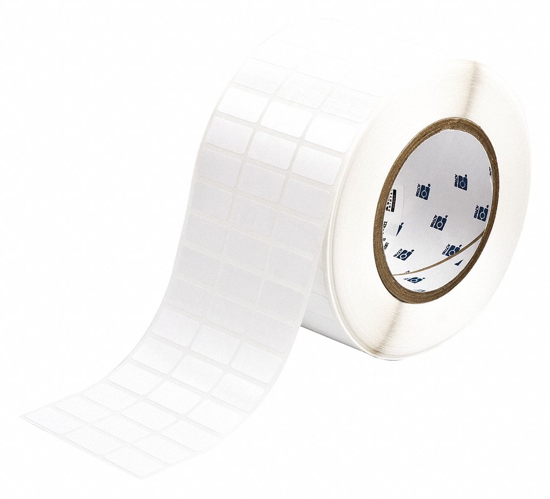 Pre-Cut Label Stock Roll: 1/2 in x 1 in, Rubber, Removable Adhesive, 10, 000 Labels, Removable