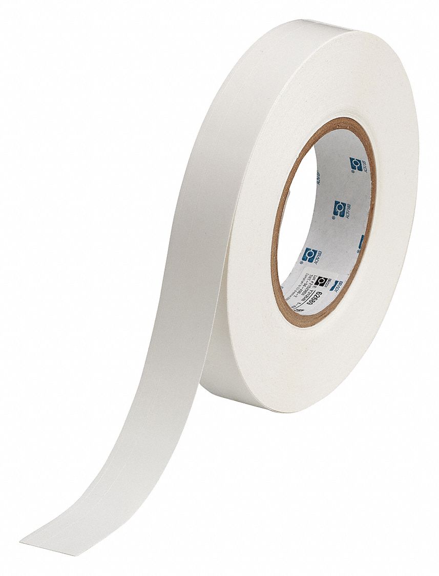 Continuous Label Stock: 5/16 in x 165 ft, Vinyl, White (Semi-Gloss), Indoor