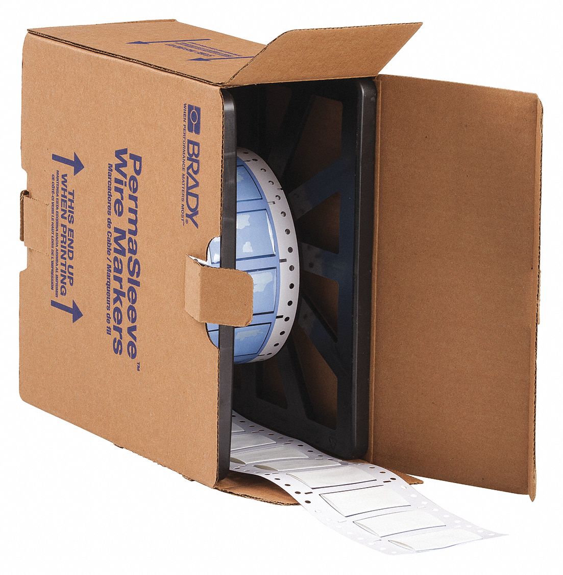 Sleeve Label: 3/4 in x 2 in, Polyolefin, White (Matte), For 0 AWG to 6 AWG Wire Gauge