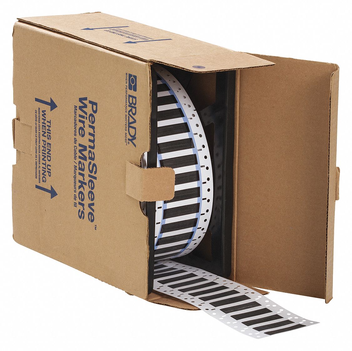 Sleeve Label: 1/4 in x 2 in, Polyolefin, Black (Matte), For 8 AWG to 16 AWG Wire Gauge