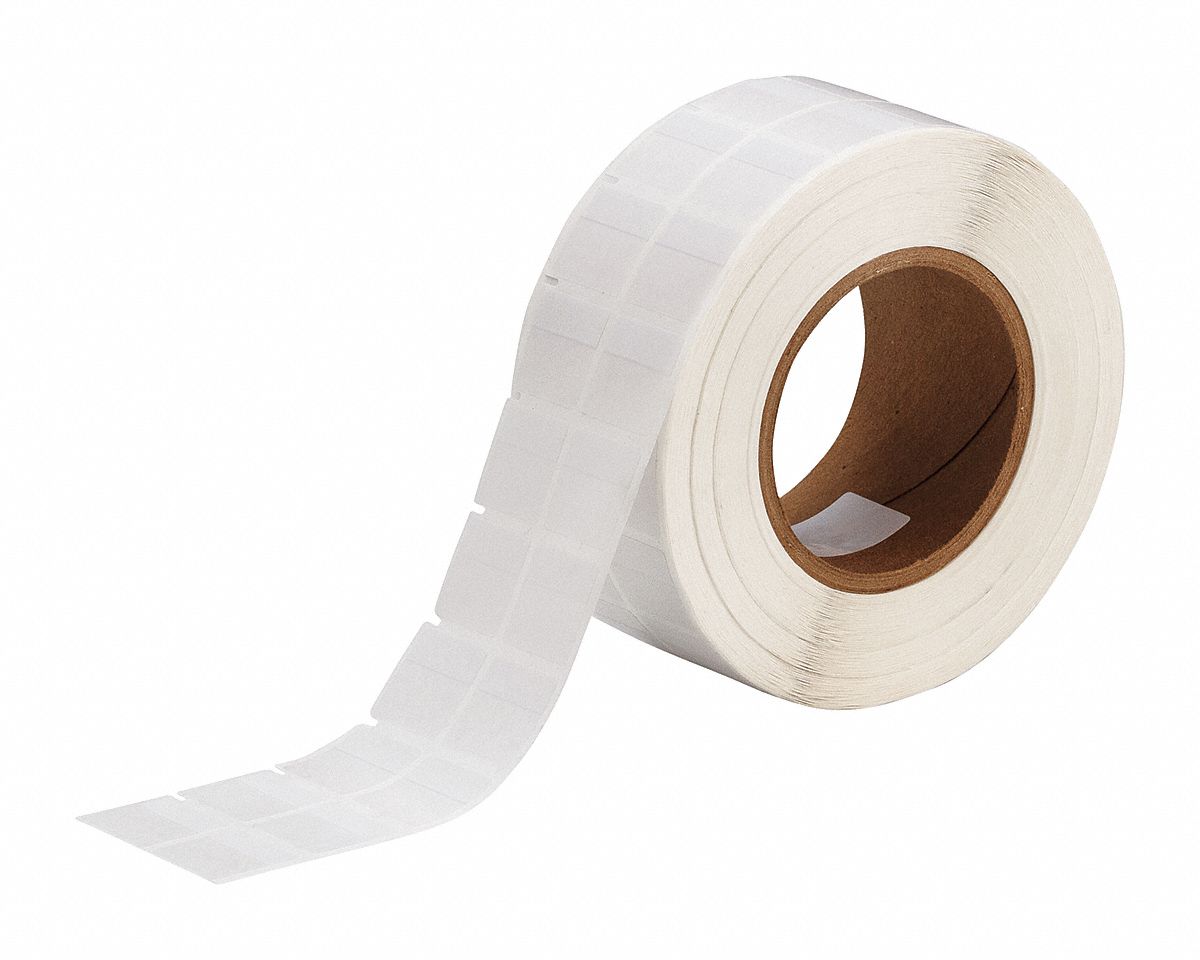 Wraparound Label: 1 in x 1 in, Vinyl, White (Matte), For 8 AWG to 4 AWG Wire Gauge