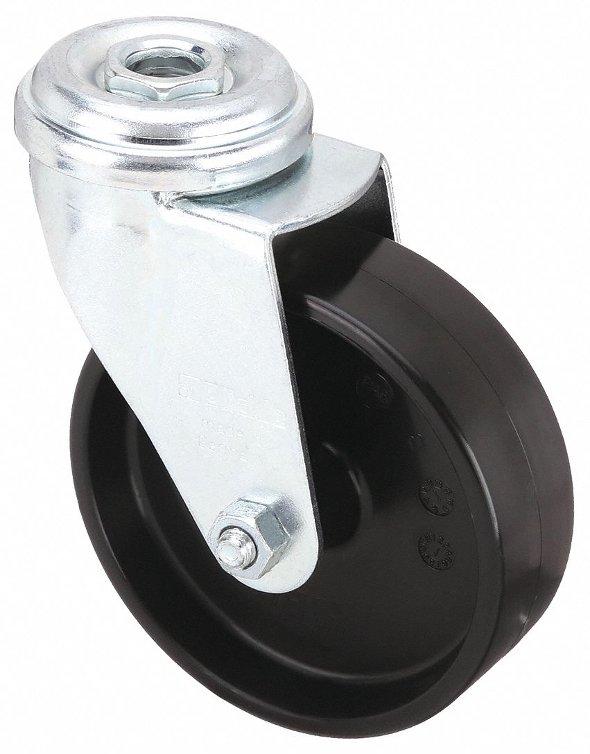 Bolt-Hole Caster: Swivel, No Brake, Nylon, 3 in Wheel Dia., 3/4 in Wheel Wd, Nylon