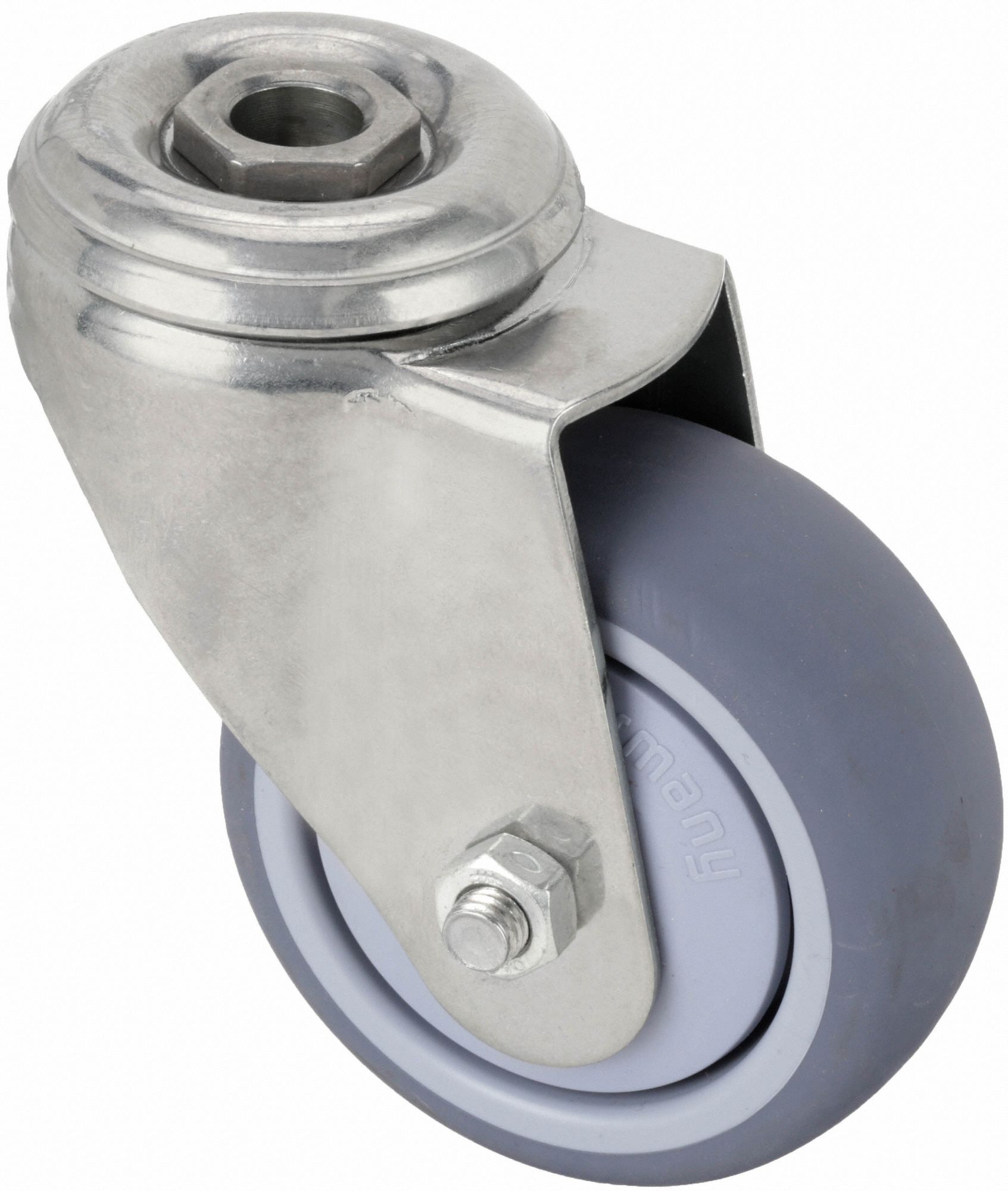 Corrosion-Resistant Bolt-Hole Caster: 3 1/16 in Wheel Dia., 220 lb, Swivel Caster