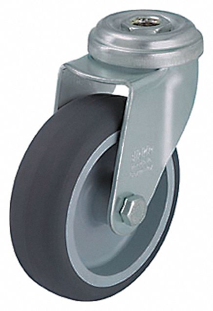 Corrosion-Resistant Bolt-Hole Caster: 2 in Wheel Dia., 110 lb, Swivel Caster, Soft