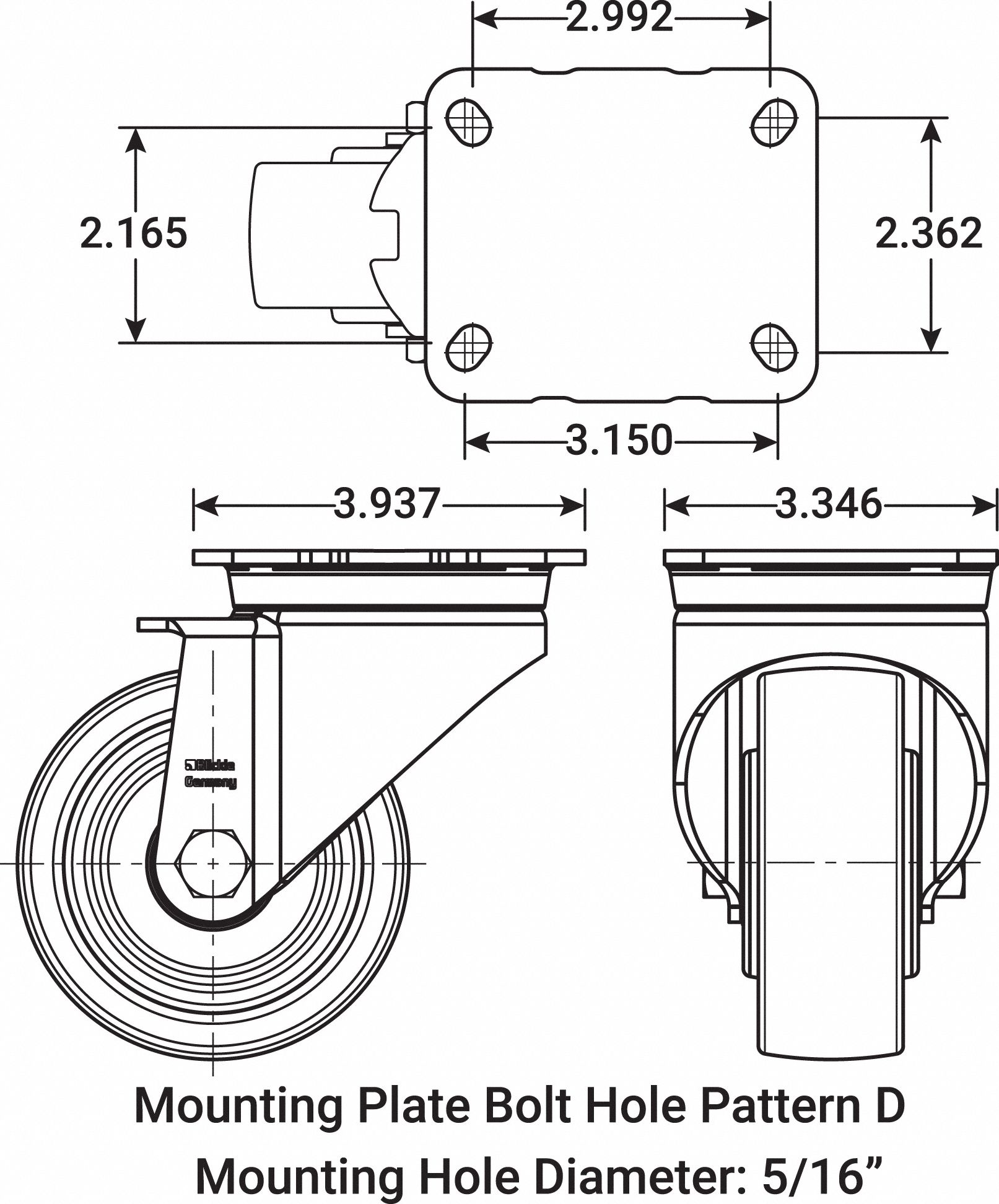 GRAINGER APPROVED DebrisResistant Standard Plate Caster, Swivel, Nylon