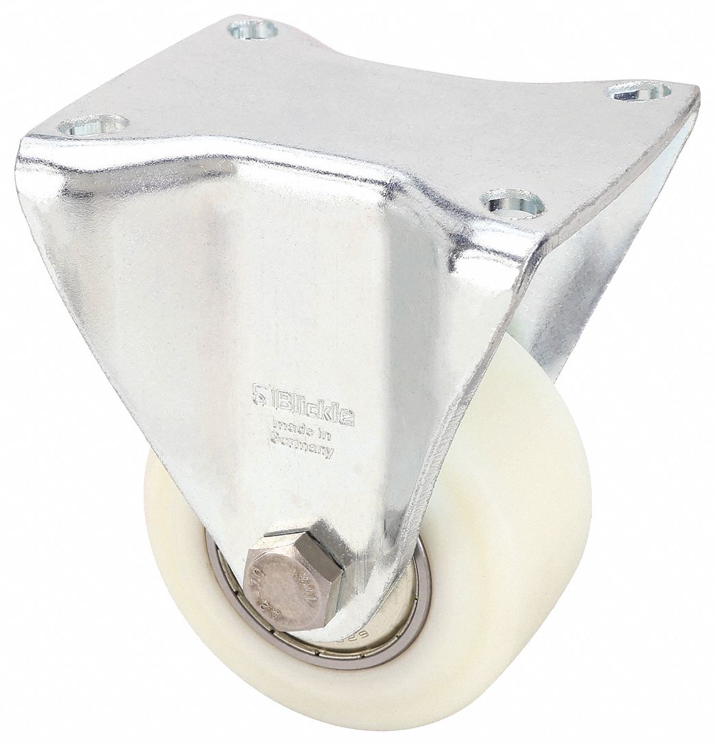 Plate Caster: Rigid, No Brake, 3 1/8 in Wheel Dia, 1 9/16 in Wheel Wd, Hole, Ball