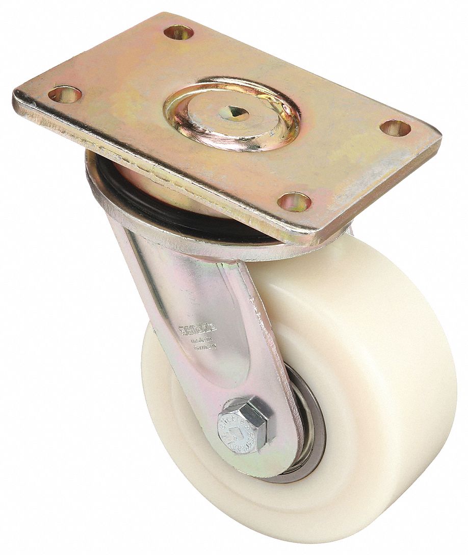 STANDARD PLATE CASTER, 3⅞ IN WHEEL DIAMETER, 3300 LB, 5 11/16 IN MOUNTING H, NYLON