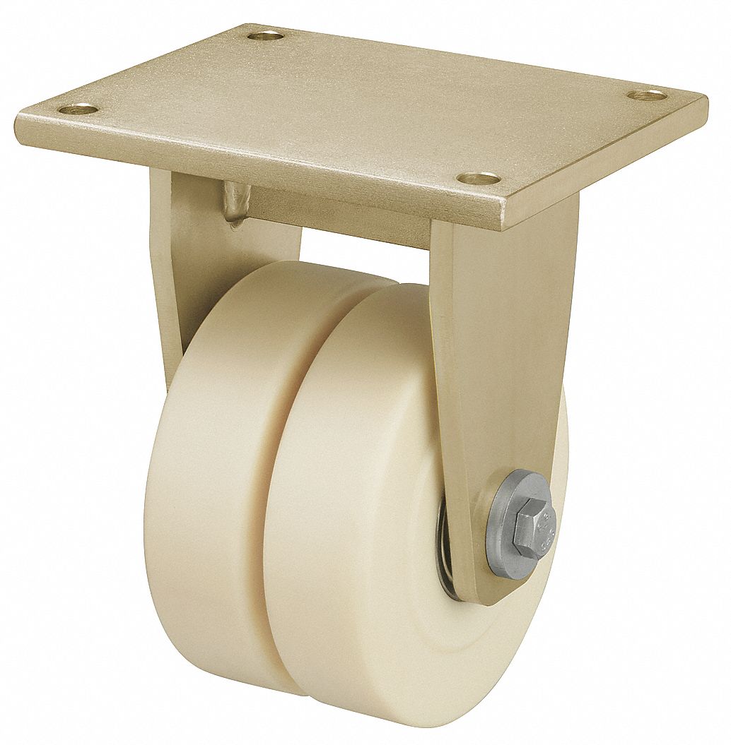 GRAINGER APPROVED Standard Plate Caster, Rigid, Nylon, 3300 lb, 4 15/16