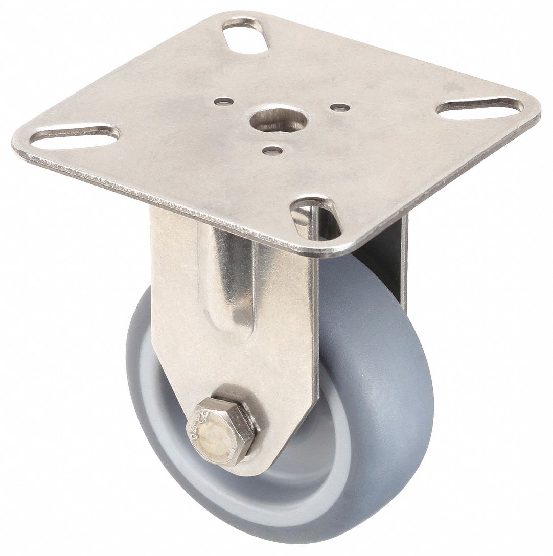 CORROSION-RESISTANT STANDARD PLATE CASTER, 2 IN WHEEL DIAMETER, 110 LB, RIGID CASTER