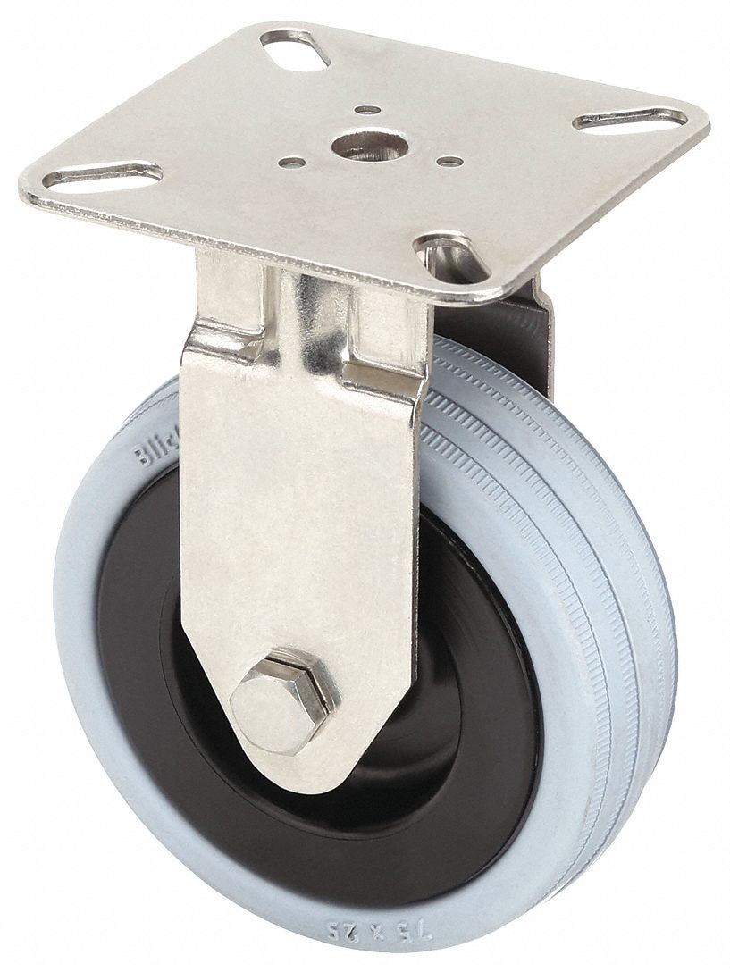 CORROSION-RESISTANT STANDARD PLATE CASTER, 2 IN WHEEL DIAMETER, 85 LB, RIGID CASTER