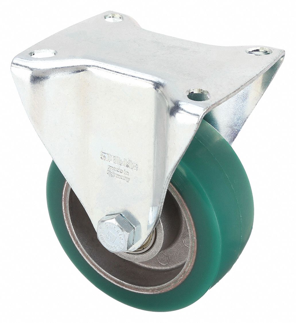 Plate Caster, Rigid, Polyurethane, 6 1/8"H