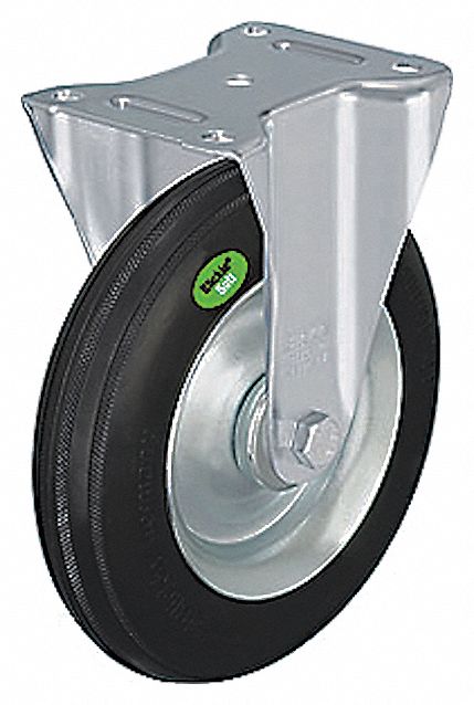 Plate Caster: Rigid, Steel, 10 1/4 in Wheel Dia., 3 3/8 in Wheel Wd, Hole, Rectangle