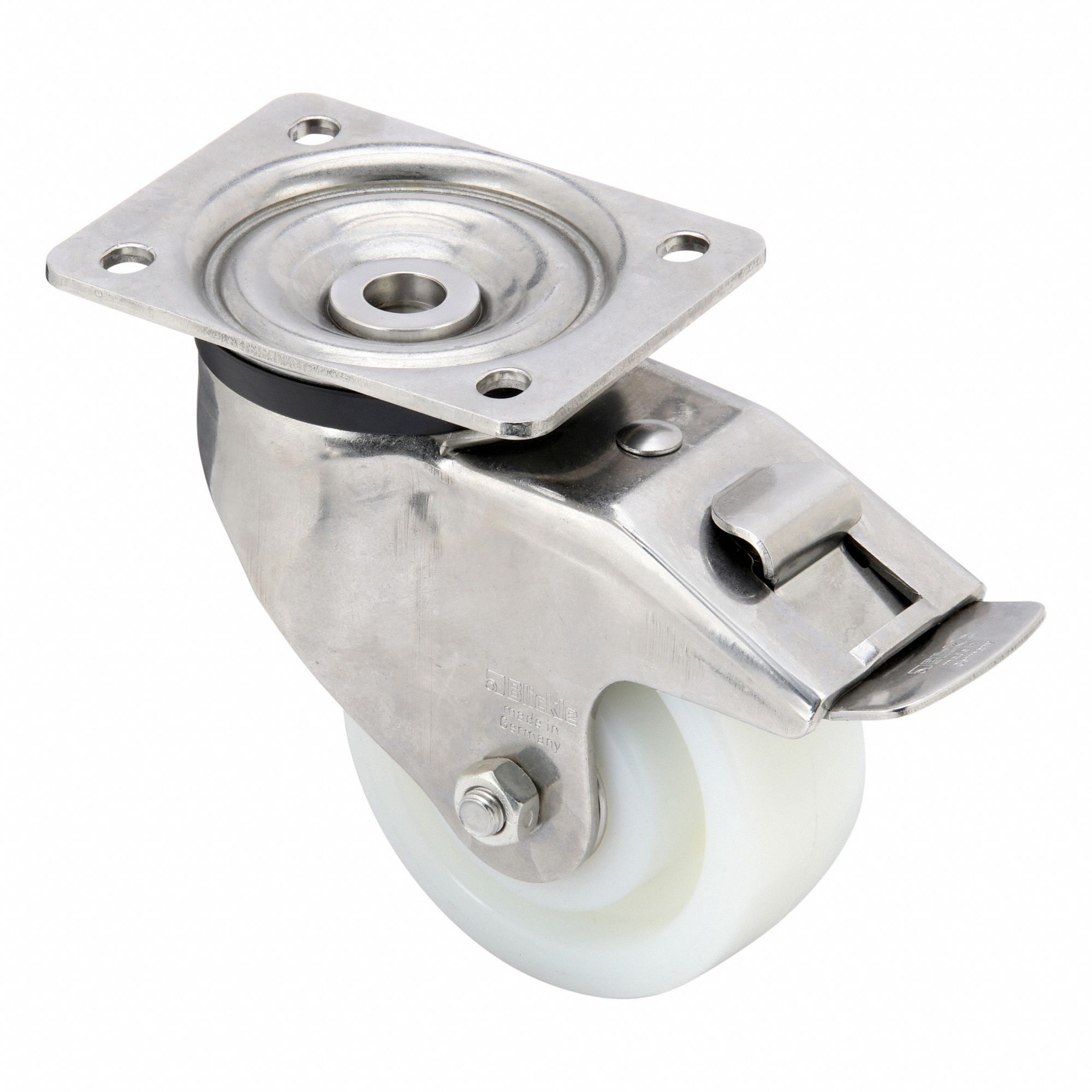 Plate Caster: Corrosion-Resistant, Swivel, 5 in Wheel Dia, 2 in Wheel Wd, Heavy Duty