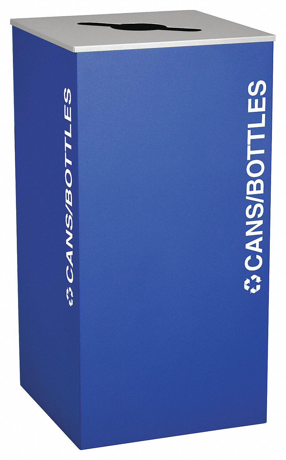 36 gal Square Recycling Can,  Metal,  Blue