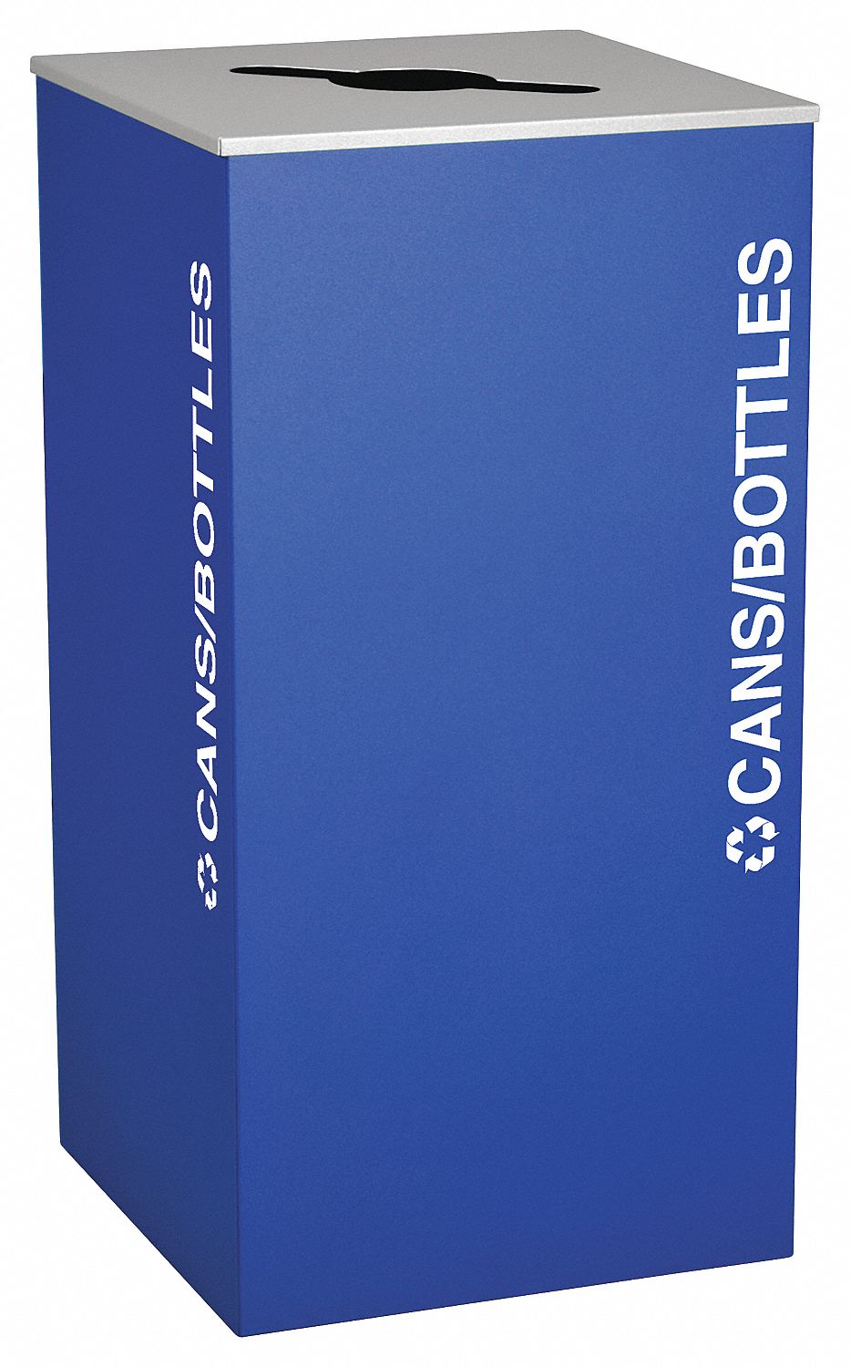 Recycling Can: Steel, 36 gal Container Capacity, Flat with Top Opening Top, Blue