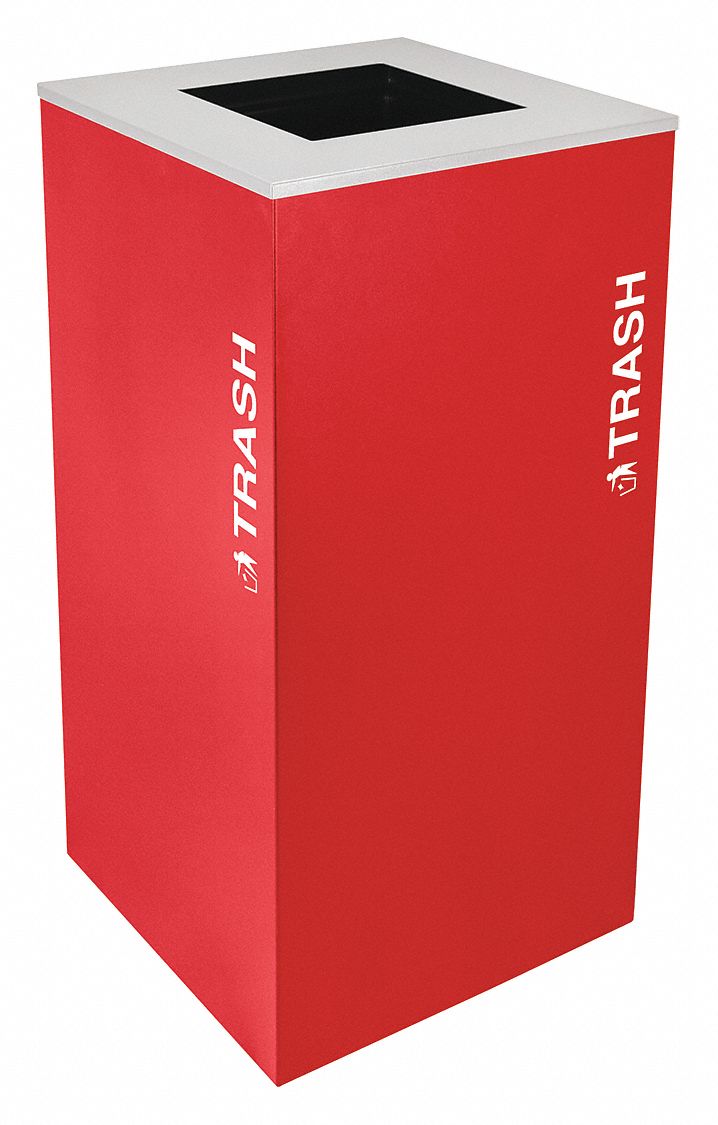 TOUGH GUY 36 gal Square Trash Can, Metal, Red 22N32222N322 Grainger
