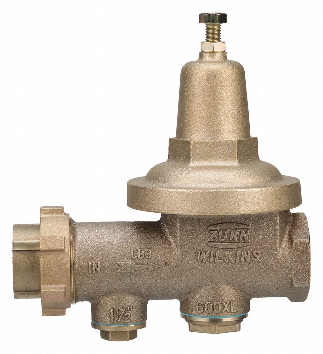 Water Pressure Reducing Valve: FNPT x FNPT, 1 1/2 in Pipe Size, Cast Bronze, NPT x NPT