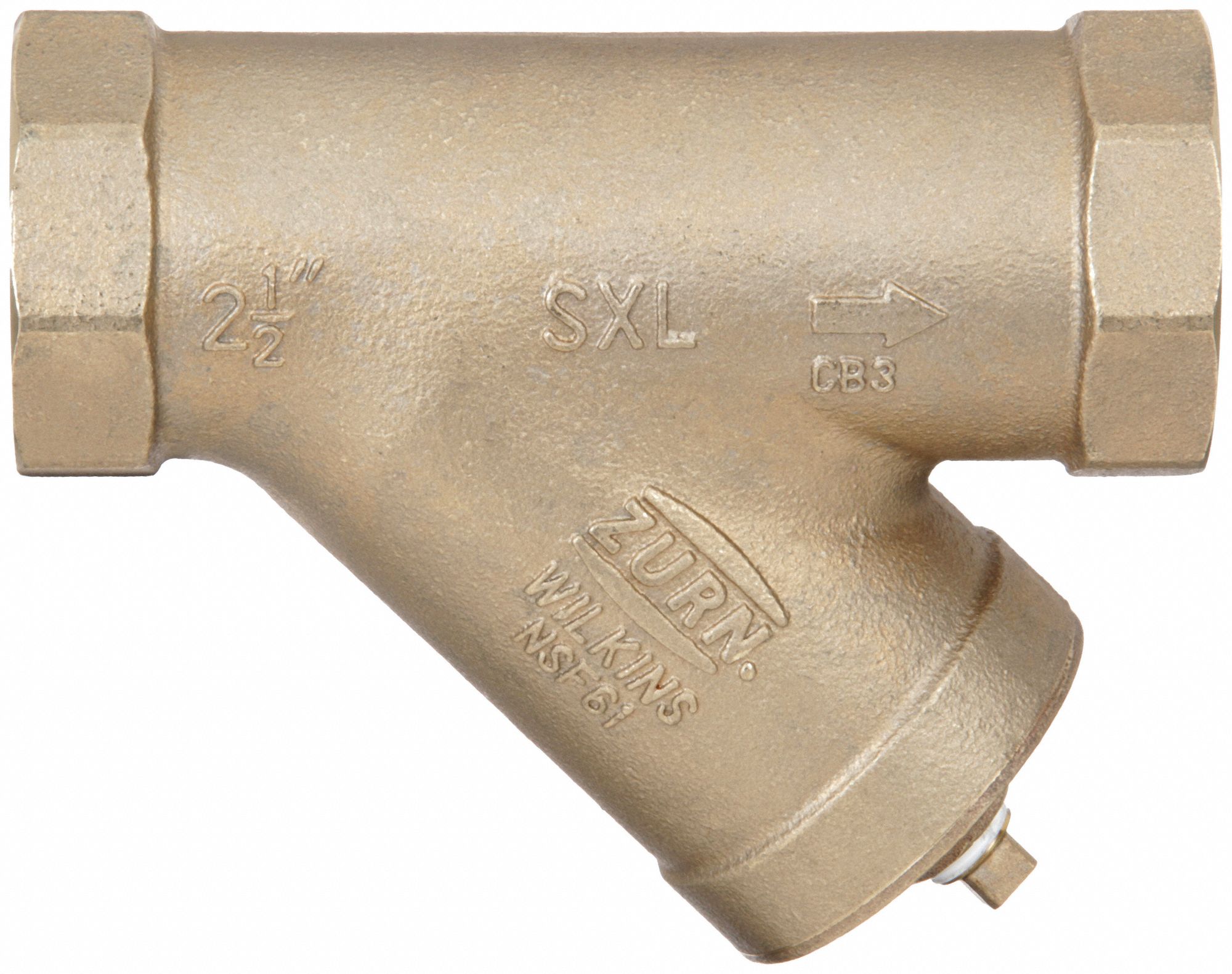 ZURN WILKINS Y Strainer: Bronze, 2 1/2 in, NPT, Mesh, 20 mesh, 300 psi, 7  1/2 in Ht