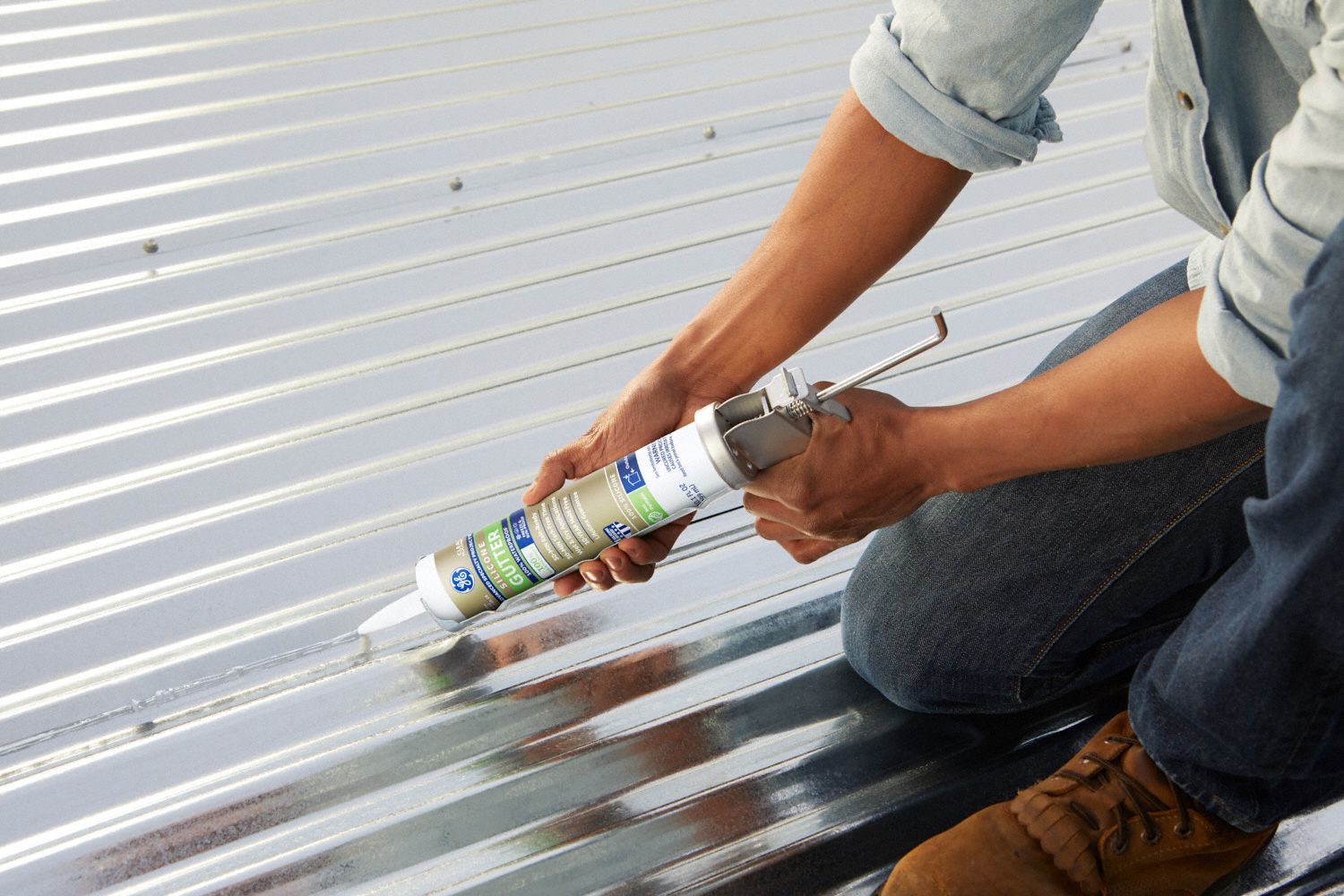 GE Clear Gutter and Flashing Sealant, Silicone, 10.1 oz Cartridge