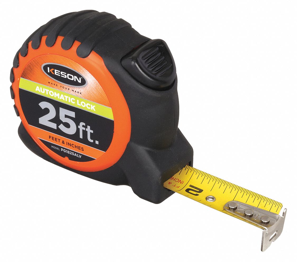 METRE A RUBAN 1PO X 25PI ORANG/NOIR
