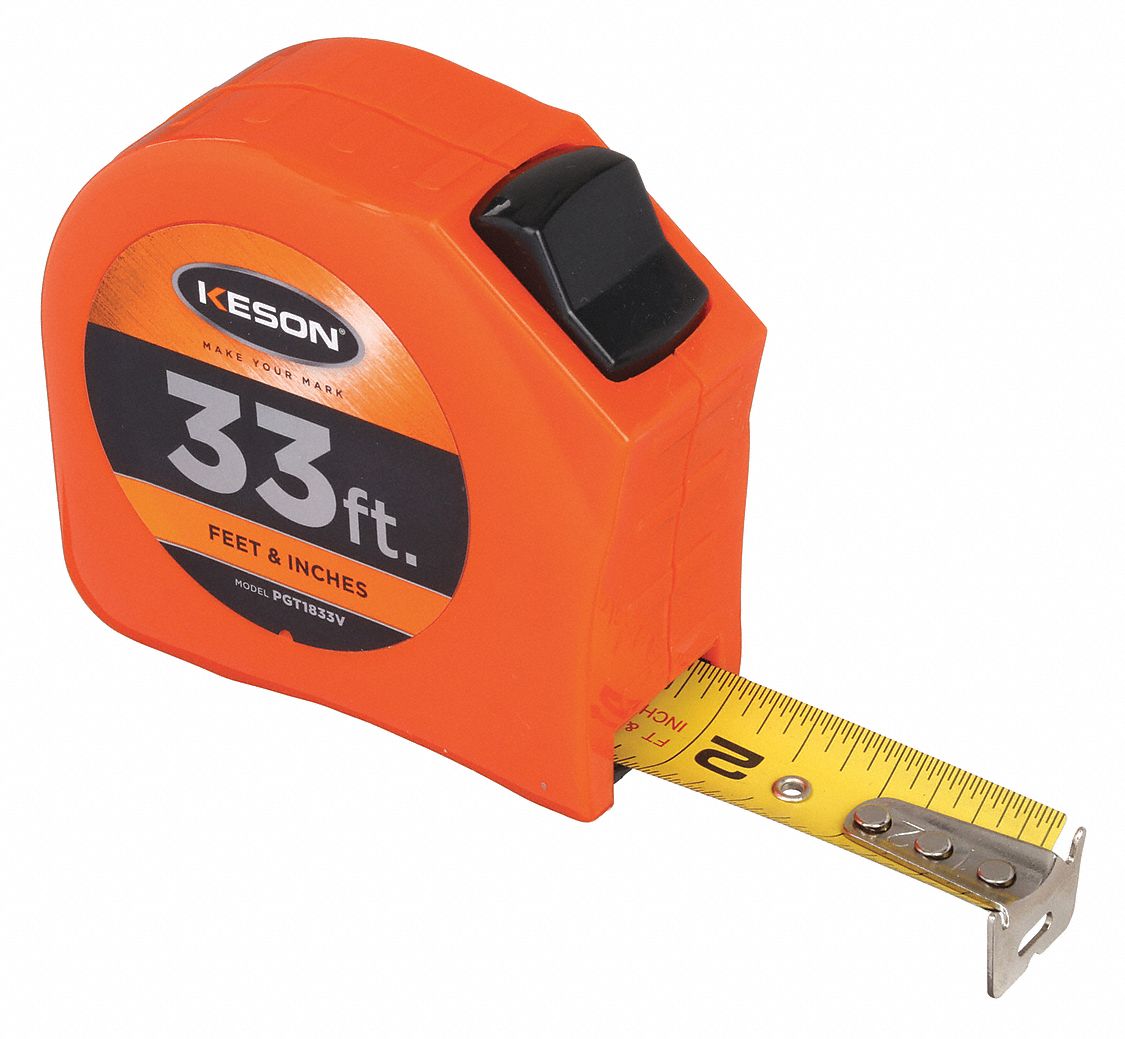 MEASURING TAPE,1 IN X 33 FT,ORANGE