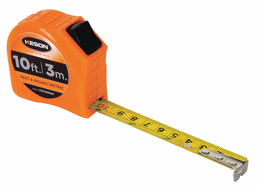 Keson 3 M 10 Ft Steel Sae Metric Tape Measure Orange 22n893 Pgt18m10v Grainger