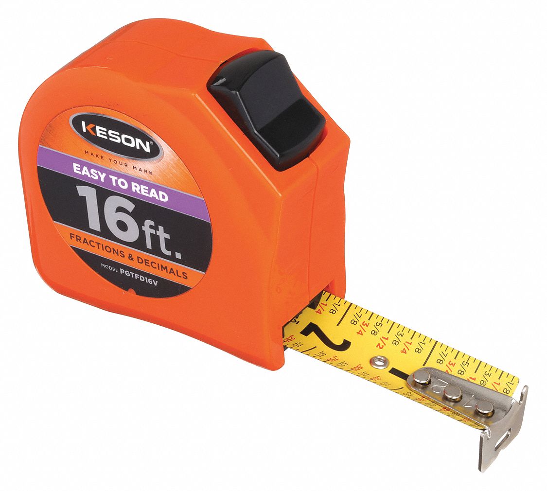 RUBAN A MESURER, 1 PO X 16 PI, ORANG