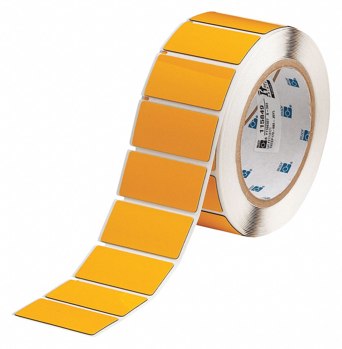 Pre-Cut Label Stock Roll: 1 in x 2 in, Polyester, Yellow (Gloss), 250 Labels per Roll