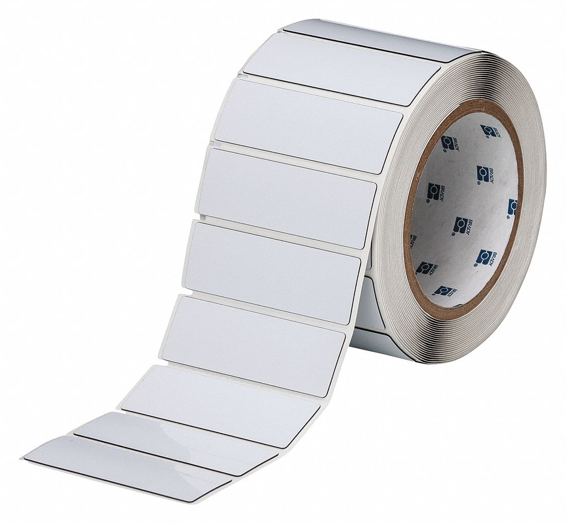 Pre-Cut Label Stock Roll: 1 in x 3 in, Polyester, White (Gloss), 250 Labels per Roll